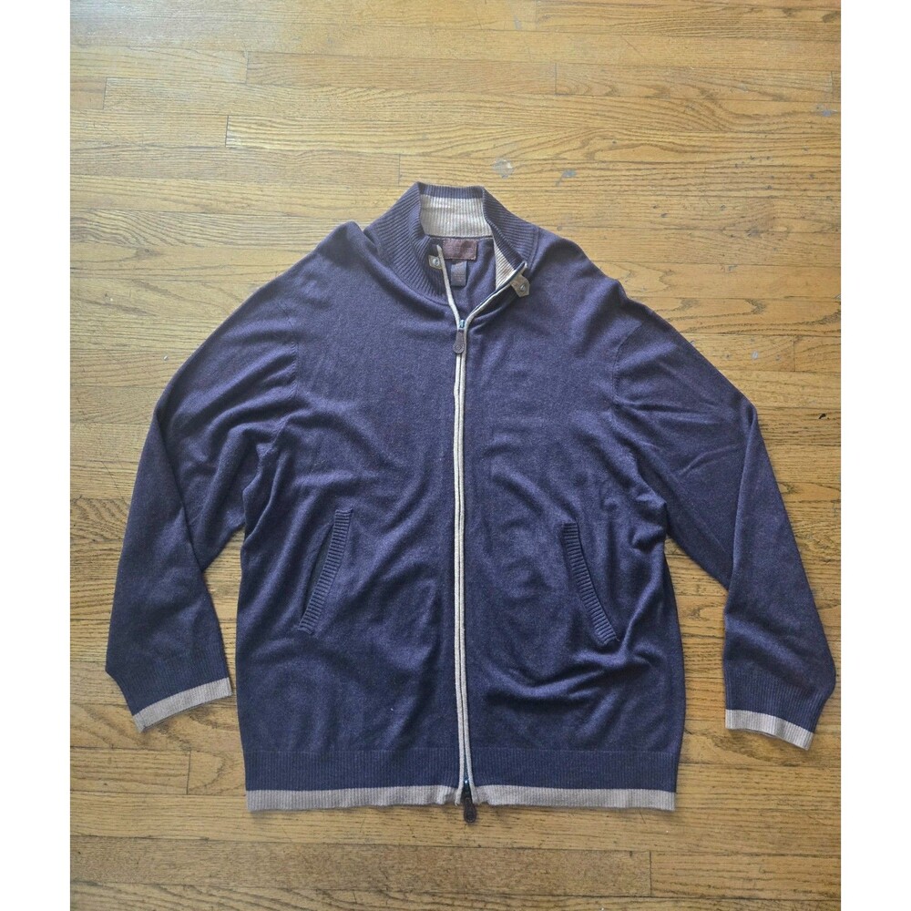 Born Mens Silk/Cashmere Blend Full Zip Cardigan Sweater Brown Size XL